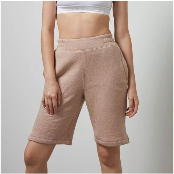 Lunya Restore Double Faced cottonShorts Size S Otium Tan Heather New - Picture 1 of 8
